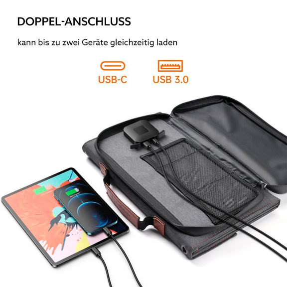 Choetech Reise-Solarladegerät – Faltbares Solar Ladegerät, Solar Ladegerät 36W mit USB-Anschluss – Weiteres Produktbild 3